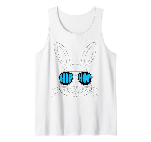 Cool Bunny Rabbit Face Hip Hop Gafas de sol Feliz Día de Pascua Camiseta sin Mangas