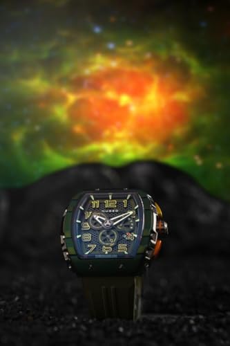 Image of Nubeo Men's 49mm Magellan Retrograde Chronograph Watch with Rubber Strap NB-6088