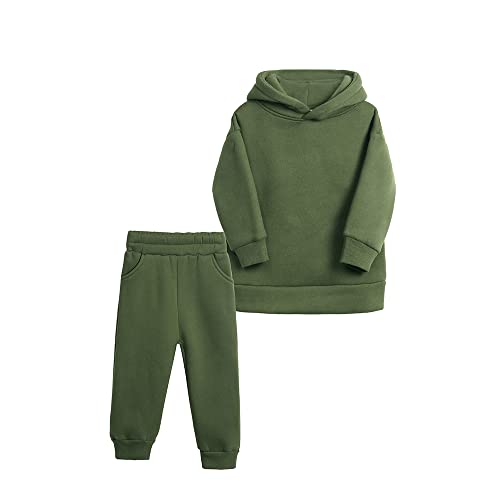 Image of MYGBCPJS Youth 2PCS Jogger Outfits Set Fleece Hooded + Sweatpants Boys Girls Athletic Sweatsuits Pullover Clothes