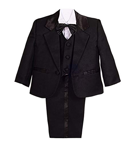 Lito Angels Baby Boys' Formal Tuxedo Suits Wedding Christening Outfits No Tail 5 Piece Set Size 18-24 Months Black