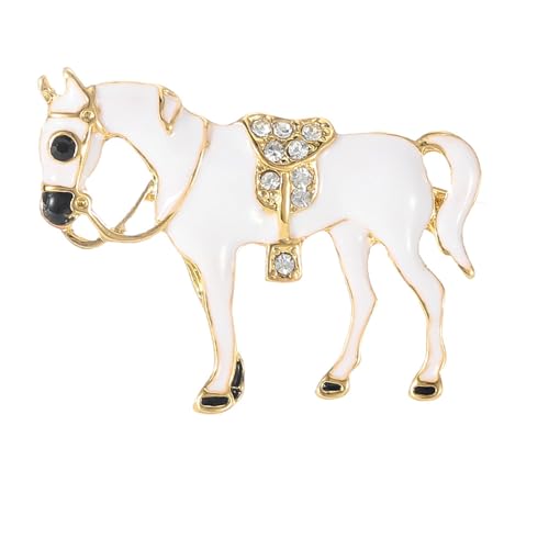 Image of Dreuyet Horse Brooch Pin Horse Racing Suit Lapel Pin for Women Men Rhinestone Antique Gold Horse Animal Brooch Clothing Outfits Accessory Jewelry