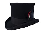 Elegante Men's Black Top Hat - 100% Wool (Large)