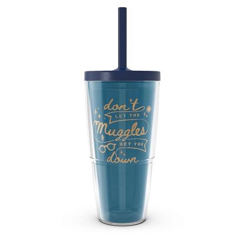 Tervis Harry Potter - Don't Let The Muggles Get You Down Made in USA Double Walled Insulated Tumbler Travel Cup Keeps Drinks Cold & Hot, 24oz with Straw Lid, Classic