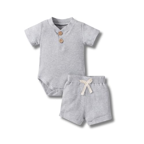 Image of Newborn Baby Boy Clothes 0 3 6 9 12 18 Months Onesie Shorts Set Summer Outfits