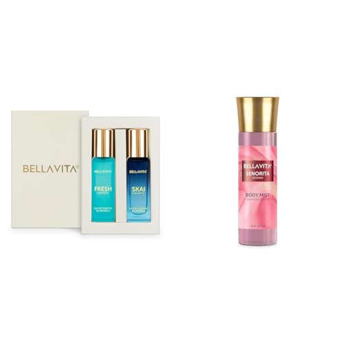 Image of Bella Vita Luxury Skai Aquatic EDC & Fresh EDT Unisex Combo with BergamotYlang YlangPink PepperLong Lasting Fragrance ScentPack of 2 20Ml Each Senorita Women Body Spray Mist Perfume