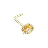 Covet Jewelry Golden Ariel's Pearl Shell L-Shaped Nose Ring