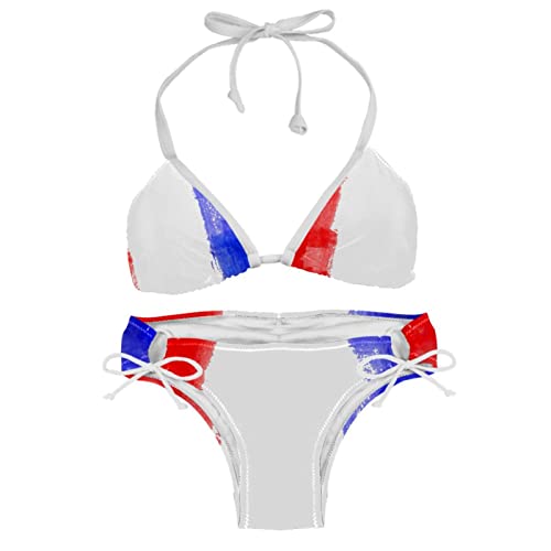 Bikini drapeau français idéal pour vos vacances à la plage, maillot multicolore femme taille XS