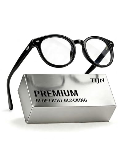 Image of TIJN Blue Light Blocking Glasses Men Women Vintage Thick Round Rim Frame Eyeglasses