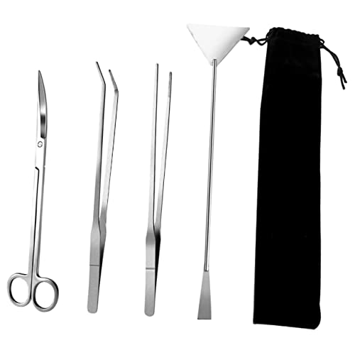VANZACK Aquarium Plant Maintenance Kit 5-Piece Tool Set Stainless Steel Easy-Access Pouch