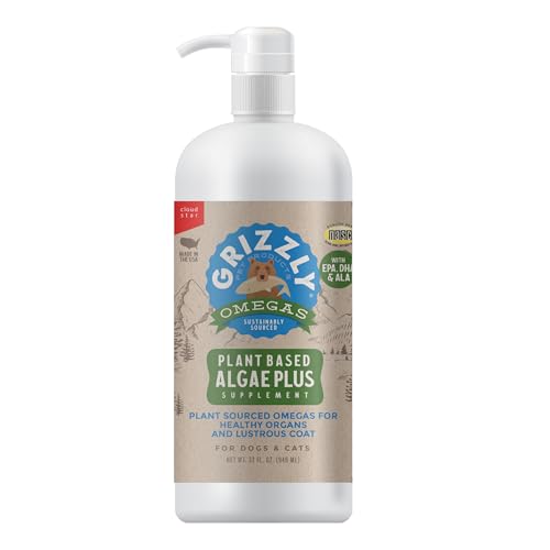 Image of Grizzly Pet Products Algal Plus Omega 3-6-9 Food Supplement for Dogs and Cats, 32 Ounce Bottle