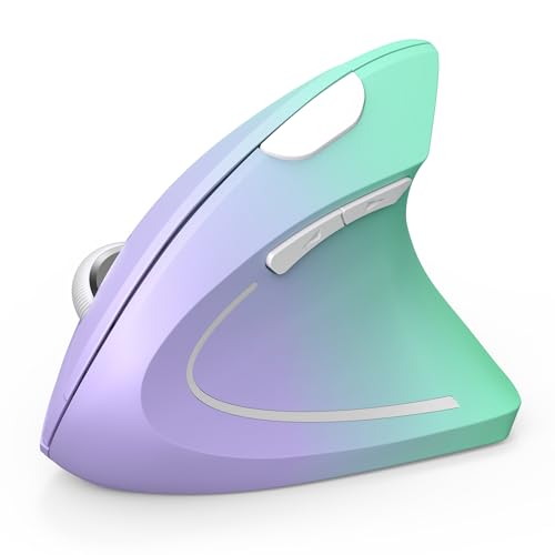 TECKNET Souris Verticale, 4800 DPI Souris sans Fil Ergonomique, Protège Le Bras, Souris sans Fil 6 Boutons pour PC, Mac, Vert Violet
