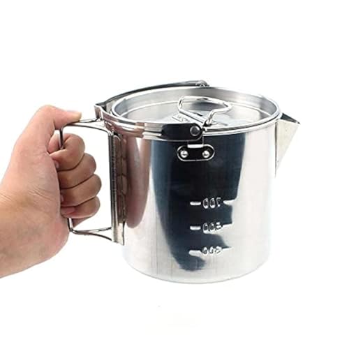 1.2L Outdoor Steel Kettle Picnic Hanging Pot Portable Coffee Pot Teapot Camping Cooker for Hiking Trip