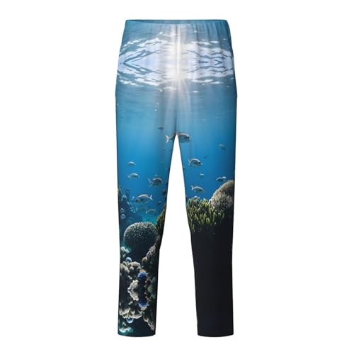 Pajama Pants Pajama Bottoms with Elastic Waistband Sleepwear Lounge Pants, Ocean Fish Coral