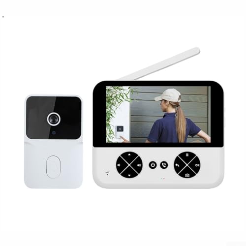 4 3 Pulgadas Inalámbrico Video Intercomunicador Timbre con Batería de Larga Duración y Función de Carga USB Fácil (Blanco)