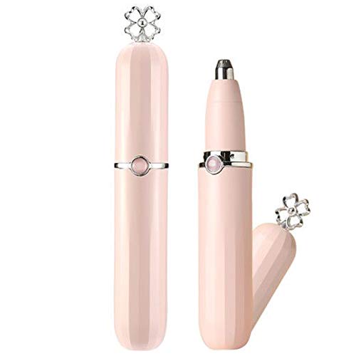 QINUKER - Recortador de cejas eléctrico recargable, depiladora portátil sin dolor, para mujeres (blanco), color rosa