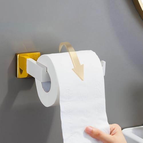Ensemble d'accessoires de salle de bain or blanc 5 pièces - 3