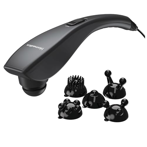 Homedics Deep Tissue Percussion Massager with 3 Speeds 5 Attachments and Long Handle for Hard-to-Reach Areas