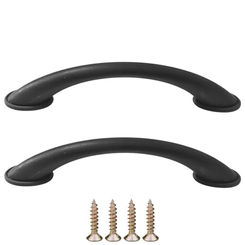 cyclingcolors 2x Tiradores para muebles manija 96 mm con tornillos plástico para puertas de armarios cocina cajones aparadores, negro