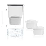Wessper Jarra filtrante para agua, 3 litros, juego de jarra de cristal y 2 filtros, compatible con Brita Maxtra, filtro de agua con carbón activo – negro