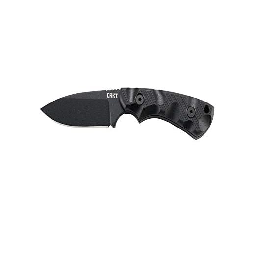 Columbia River Knife & Tool CRKT SIWI Couteau à lame fixe : couteau tactique compact et léger noir avec acier au carbone, lame unie, manche G10 et étui en nylon renforcé en verre 2082