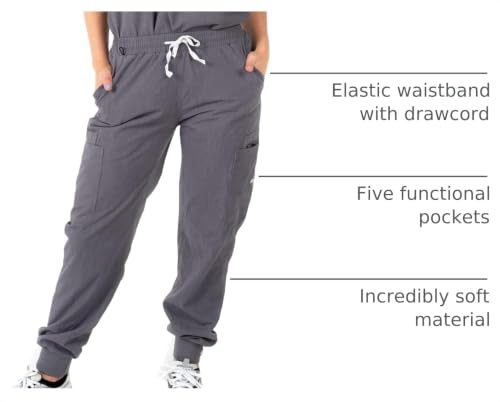 Image of Mim Jogger Scrub Pants for Women, Skinny Leg Joggers, Burgundy, Black, Navy Blue, Green