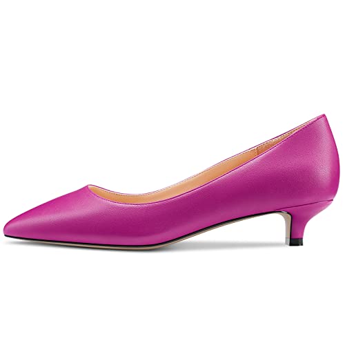 HEUIVZAR Womens Pumps Low Kitten Heel Pointed Toe Slip On Matte Dress Shoes Vacation Cute 1.5 Inch2