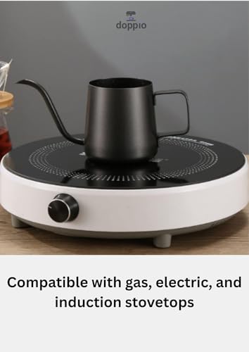 Image of Doppio Precision Gooseneck Pour Over Coffee Kettle - Matte Black Stainless Steel | Barista Style Slow Pour Kettle for V60, Drip Coffee & Manual Brewing | Ergonomic Handle, Precise Flow Control