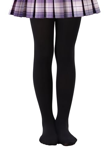 CozyWow Medias de ballet para niña, con pie, Negro , 10-12 años