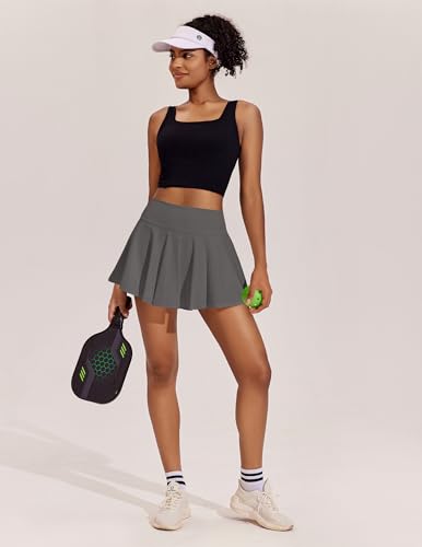 Image of PINSPARK Womens Tennis Skirt Pleated Athletic Skirts with Pockets Shorts High Waisted Golf Skort for Workout Pickleball