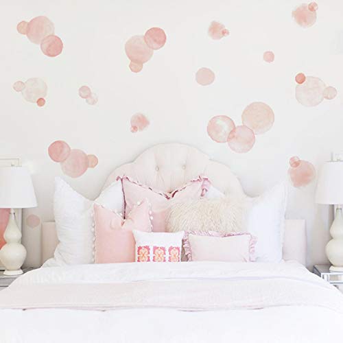 Vinilo decorativo de lunares rosas acuarela para pared