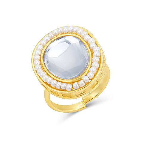 Sukkhi Cluster Kundan Gold Plated Pearl Ring for Women (SKR85672) (B09499J3NH) Amazon Price History, Amazon Price Tracker