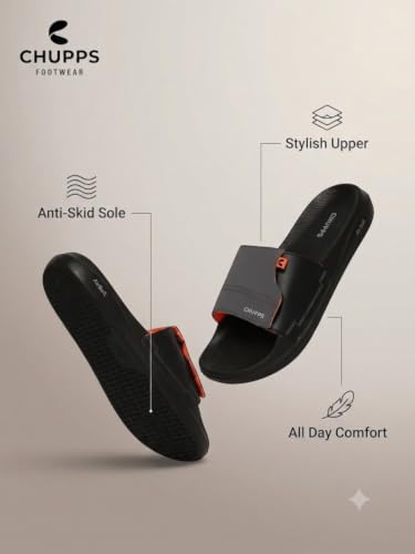 Image of CHUPPS Vapor Navy & Grey Drift Orthopedic Slippers | Soft Footpharma Footbed | Breathable Ventilation Holes | Lightweight Flip Flops | Anti-Skid Chappals for Everyday For Mens