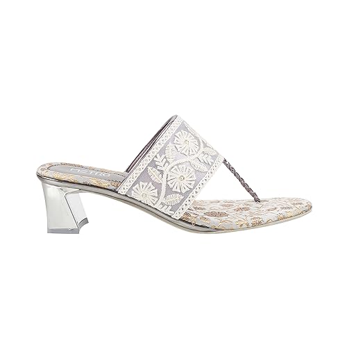 Image of Metro Women Ethnicwear Embroidered Block Heel Sandal