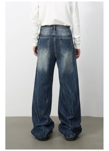 Men's Denim Jeans American Retro High Street Loose Straight Leg Wide Leg Commuting Casual Pants for Men4