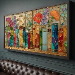 Tableau vitrail floral pour illuminer un mur sombre sans travaux