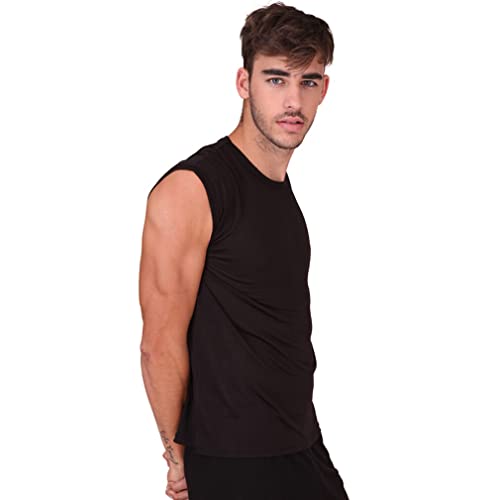 Forever Angel Men's 100% Silk Stretchy Muscle Tank Top Gym Training Shirt2