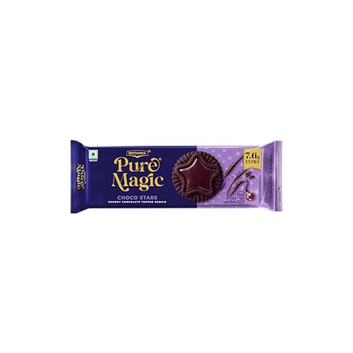 Image of Britannia Pure Magic Choco Stars, Chunky Chocolate Topped Cookie,69 g /68.9 g /76.5g (weight may vary)