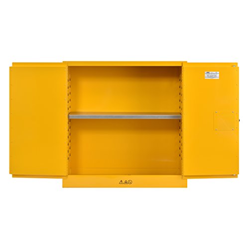 Sandusky Lee Sc300F Yellow Steel Safety Cabinet For Flammable Liquids, 1 Shelf, 2 Door Manual Close, 30 Gallon Capacity, 44"Height, 43"Width, 18"Depth #TOP1