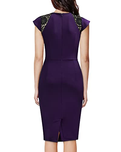 Image of Knitee Women's Vintage Ruffle Trim Lace Sleeveless Bodycon Cocktail Dress