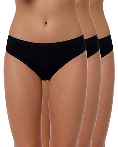 Preisvergleich Produktbild Yenita 3er Set Bambus Damen Unterwäsche, Bikini-Slip, Schwarz, Gr.M