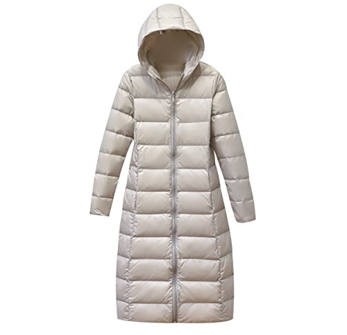 Plumifero Ultraligero Mujer Chaqueta Plumas Ligeros Mujer Invierno Plumífero Ligero Largo Mujer Talla Grande Chaquetas Plumon Puffer Down Jacket Plumiferos Largos Cazadora Abrigo Plumas Mujer Beige