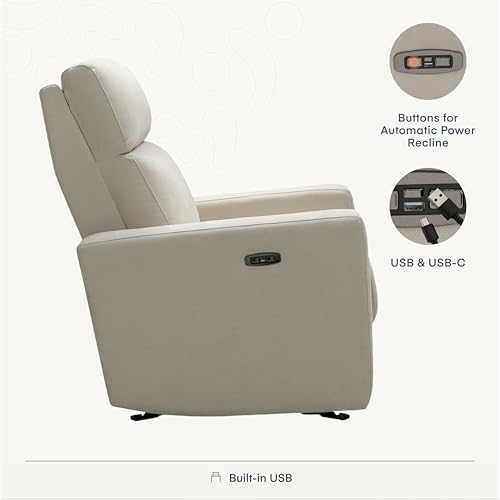 Image of Nurture& The Glider - Premium Power Recliner Nursery Chair with Stationary Headrest | Designed for Comfort and Simplicity | Built-in USB Charger