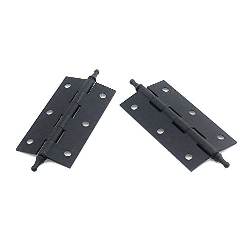 My Mironey 2-Pack Black Folding Butt Hinges Crown Head Door Hinges Copper Antique Style Steeple Hinges With Screw For Cabinet Door Furniture Cupboard Wardrobe,2.95" X 1.54" #TOP2