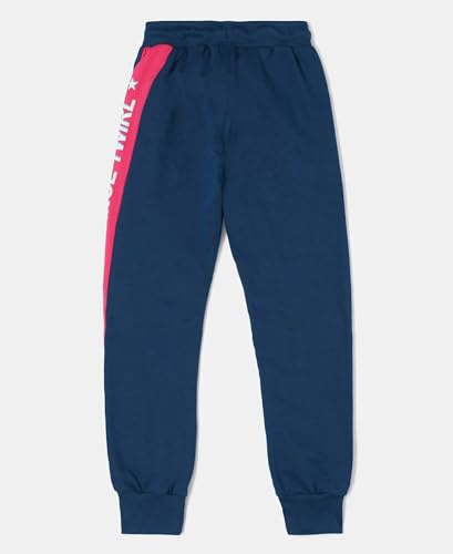 Image of Jockey Girls Mid Rise AG15 Super Combed Cotton French Terry Fabric Graphic Printed Relaxed Fit Joggers with Side Pockets