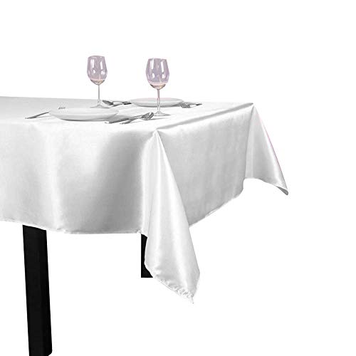 Nappe satin mariage rectangulaire blanche grand format 250 x 350 cm pour buffet de fête