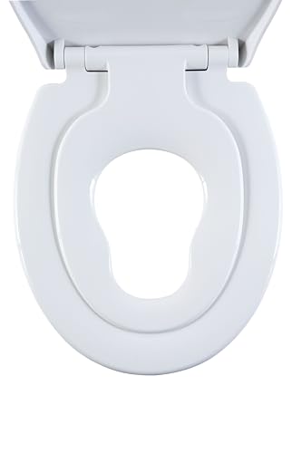 AQUALONA Premium Thermoplastic Family Toilet Seat Soft Close Hard-Wearing Seat with One Button Hinge Release Easy to Clean and Install with Universal Fittings (Family Seat)