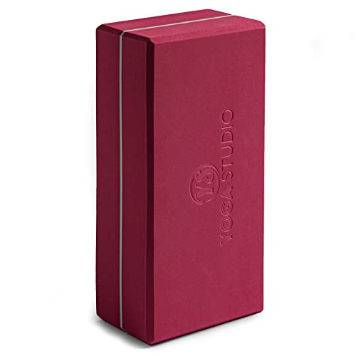 Yoga Studio Brique de yoga - 22 cm x 11 cm x 7 cm, brique EVA avec bords biseautés, accessoire d'exercice léger - Bordeaux Cover