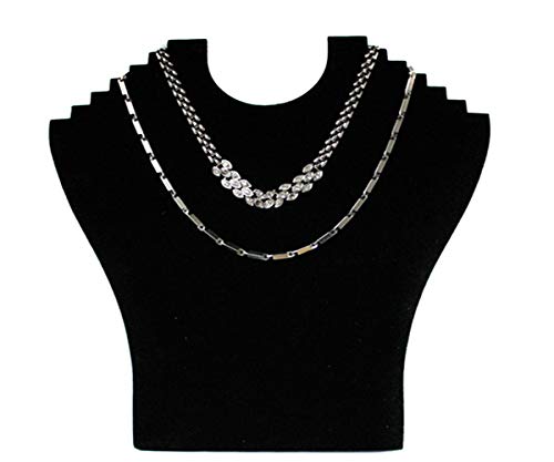 Yudu Kettenhalter Schmuckdisplay Schmuckbüste Schmuckhalter Schmuckständer zusammenklappar (Samt schwarz)