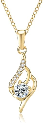 Collar curva moissanita elegante mujer, 0,5ct VVS1, Minimalista c...