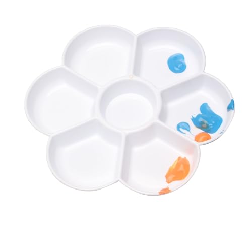 Bandeja Plástico de Mezcla, Paleta de Arte, Paleta Pintura Forma de Flor, Acuarela Paleta de Pintura de Artista Blanco Bandeja de Paleta de Colores Paleta de Mezcla Paint Palette, 17cm, 1 Pieza